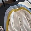 "Tiempo Libre" Cárdigan de punto calado relajado estilo coreano para mujer, casual y versátil, top suelto de cuello redondo de otoño