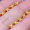 Botón Mini Flor de Osmanthus Plata de Ley S925 Chapado en Oro Trébol de Cuatro Hojas Flor Pequeña Botón Pulsera Cordón Nudo Accesorios Decoraciones Hechas a Mano