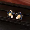 Brincos de Prata Banhados a Ouro Real com Flor de Zircônia Pulseira Anel Conjunto de Moda de Alta Qualidade Joias com Design de Nicho