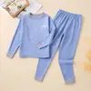 Conjunto de Ropa Interior Térmica de Otoño e Invierno para Adolescentes, Lana y Seda, Pijama Caliente para Niños, Ropa Interior con Forro de Polar para Estudiantes Niñas para Invierno