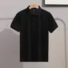 Camiseta Polo Casual de Punto con Rayas Clásicas Ajustada de Seda de Hielo Transpirable de Verano Simple Europea y Americana para Hombre