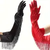 Vestido de Novia Francés, Vestido de Noche de Novia, Mangas de Mano de Satén, Guantes Negros Especiales para Danza Latina, Estilo Retro Hepburn