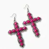 Pendientes de aro cruzados de nuevo estilo transfronterizos europeos y americanos de aleación, moda retro versátiles, pendientes de turquesa, accesorios para mujer
