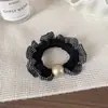 Goma para el pelo de cuadros con perlas vintage, única y versátil, adecuada para coletas y moños, elegante accesorio para el cabello