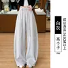 Pantalones marrones de pierna ancha para mujer, nuevo estilo otoño 2026, talla grande, corte holgado, efecto adelgazante, pantalones de sicomoro, pantalones deportivos tipo plátano
