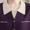 Suéter de tricô de alta qualidade para mulheres de meia-idade e idosas, novo estilo outono/inverno, de manga comprida, com gola, adequado para mães de meia-idade