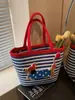 Caniche de Dibujos Animados Cesta de Verduras Bloques de Color Bolso de Mano Cachorro Lindo Bolsa Tote de Gran Capacidad Bolsa Cubo de Cuerda de Algodón Tejida para Mujeres