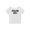 Camiseta de Manga Corta con Diseño de Letras, Hombro Descubierto y Hombro Único Estilo Coreano para Mujer, Top Asimétrico Casual Holgado de Venta Caliente en Verano