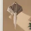 Xale Triangular Quente de Inverno Versátil Estilo Coreano Moda Retrô Franjas Vazado Caxemira Tricô Feminino