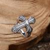 Anillo de plata de ley 925 al por mayor con cruz de circón, anillo abierto de plata tailandesa, joyería personalizada de moda retro.