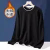 Camiseta de Manga Larga Waffle Talla Grande para Hombre Otoño e Invierno Cuello Redondo Holgada Talla Grande Color Sólido Camiseta Base Suéter para Hombre