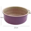 Conjunto de Cestas de Drenagem de Plástico de Camada Dupla, Escorredor Multifuncional de Cozinha para Lavar Arroz Frutas Legumes