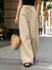 2026 Nuevos Pantalones de Pierna Ancha Rayados con Cordón de Moda Casual de Diseño Vintage Transfronterizo Europeo y Americano para Mujer