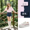 Zapatos blancos de lona 2026 verano nuevos zapatos de plataforma para aumentar altura para mujer, suela suave, cómodos para los pies, zapatos casuales versátiles para mujer