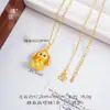 Acessórios DIY da Loja Puzuo Gold: Colar com Pingente de Coelho Pequeno em Ouro Escovado, Corrente de Clavícula Fofa e Única de Desenho Animado