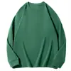 Camiseta de Manga Larga Estilo Primavera y Otoño 260g para Hombre y Mujer Algodón de Xinjiang de Peso Pesado Color Sólido Cuello Redondo de Doble Costura Sudadera Pulóver Camiseta Interior