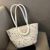 Bolso Tejido a Mano de Gran Capacidad Moda Verano 2024 Bolso de Cubo de Hombro Estilo Ins para Mujer Bolso de Playa para Vacaciones