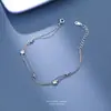 Pulsera de Plata de Ley S999 Doble Capa Estrella de Cinco Puntas para Mujer Estilo 2025 Incrustada con Circonita de Colores Moda Nicho Simple Personalizado Joyería de Mano