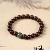 Pulsera de cuentas de Buda de palo de rosa natural de una sola vuelta, pulsera de madera con texto, cuentas redondas de sándalo dorado, joyería vintage al por mayor