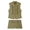 Roupas femininas europeias e americanas transfronteiriças, moda popular do AliExpress, conjunto de colete sem mangas com gola alta e abotoamento duplo + shorts abotoados
