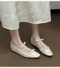 Zapatos Mary Jane de estilo francés para mujer, punta cuadrada, con lazo, modelo nuevo 2026, con aumento interno de altura, impresionantes adornos de pedrería, zapatos bajos de noche