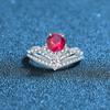 Anel Feminino S925 Prata Esterlina Redondo Cor Pombo Vermelho Azul Verde Moda Simples Anel de Diamante 1 quilate Joias de Prata Transfronteiriças