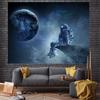 Tela Colgante Astronauta Espacial Tela de Fondo Cósmico Tela de Pared de Planeta Decoración de Dormitorio Tapiz de Paisaje Simple de Cabecera