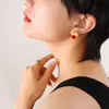 Pendientes pequeños de estilo fragante, lujo ligero, versátiles, estilo Ins, rojos y azules, pendientes, joyería, pendientes de acero de titanio transfronterizos, no se decoloran, joyería al por mayor