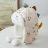 Gorro de Lei Feng de dibujos animados de dinosaurio para niños de otoño e invierno, gorro a prueba de viento y cálido para niños y bebés