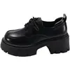 Sapatos de couro com cadarço e bico redondo para uniforme JK feminino, estilo britânico, novidade outono 2026, casuais, com sola grossa, para aumentar a altura, femininos