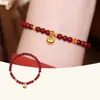 Tienda de Fábrica Auténtico Pulsera Natural de Cinabrio con Amuleto Atractor de Fortuna, Lujo Ligero Nicho Exquisito Modelo Poco Popular Disponible para Mayorista