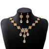 Conjunto de joias de gota d'água elegante de luxo transfronteiriço europeu e americano, brincos geométricos redondos de pérola, colar de flor elegante para mulheres