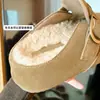 Mocasines de cuero con patrón de uvas, suela gruesa de 4 cm, versátiles, forrados de felpa, para mujer