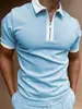 Roupas Masculinas de Comércio Exterior Europeu e Americano, Polo Masculino de Zíper com Estampa 3D de Cor Sólida Mais Vendido da Amazon