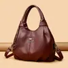 Transfronterizo 2025 Nuevo Bolso de Mano para Mujer Lujoso Cuero Suave Bolso de Hombro para Mujer Retro Color Sólido Gran Capacidad Bolso para Madre