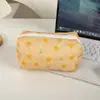 Bolsa de Maquiagem Acolchoada Floral Grande Capacidade Armazenamento de Algodão Necessaire Estojo de Lápis Xadrez Bordado Transfronteiriça Ins para Mulheres