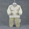 Conjunto de Bebé Otoño e Invierno Algodón Delgado Cálido Dibujos Animados Bordado con Pies Mono Térmico de Tres Capas Cálido para Bebé Pantalones y Top 73-90 #