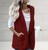 Otoño e Invierno AliExpress wish Ropa de Mujer Talla Grande Moda Color Sólido Sin Mangas con Capucha Bolsillo Chaleco Mao Mao