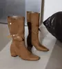 Botas de estilo western con punta y hebilla, tacón oculto, diseño ajustado, moda otoño/invierno 2026 para mujer, botas casual nuevas y populares