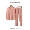 Conjunto de ropa interior térmica para niñas, tops y pantalones térmicos engrosados para otoño e invierno, ropa de dormir base sin costuras con forro polar para bebé