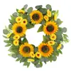 Corona de Girasol de Primavera Transfronteriza para Pared, Círculo de Rama Seca y Vid de Estilo Natural para Colgar en la Puerta, Decoración Artificial para Colgar en el Patio del Centro Comercial