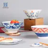 Tigela de Bambu Estilo Japonês 6,5" para Macarrão, Tigela Trompete de Cerâmica Estilo Japonês com Cor Sob Esmalte, Louça de Restaurante Tigela Criativa para Ramen, Tamanho Grande