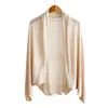 Chal cárdigan de punto casual estilo francés de seda helada para mujer, chaqueta fina de manga murciélago para primavera y otoño, chaleco protector solar para aire acondicionado
