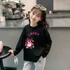 Camiseta de manga larga 100% algodón para niña para primavera y otoño 2026, elegante camiseta básica infantil con estampado de dibujos animados para niñas pequeñas