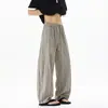2026 Verano Nuevos Pantalones Casuales Rayados Estilo Old Money para Hombre Modernos Holgados con Cordón Caída Pierna Recta Pantalones de Hombre
