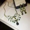 Brincos Pingente Flor de Zircônia Gota D'água Europeus e Americanos Conjunto de Colares Moda para o Dia a Dia Colares Acessórios Versáteis Exquisitos