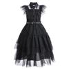 Disfraz de Miércoles Addams Vestido Negro Cosplay para Niñas Disfraz de Actuación