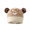 Nuevo gorro de punto cálido de invierno para niños, gorro de punto infantil, estilo coreano ins, lindo gorro de punto de oso de dibujos animados