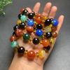 Pulseira Duobao de Ágata Colorida Natural Pulseira de Contas Redondas de Jade com Clipe de Ágata Colorida Presente Pulseira de Jade