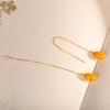 Pendientes de Mujer de Moda con Forma de Lágrima de Cera de Abeja, Pendientes Largos Elegantes de Plata S925 con Baño de Oro